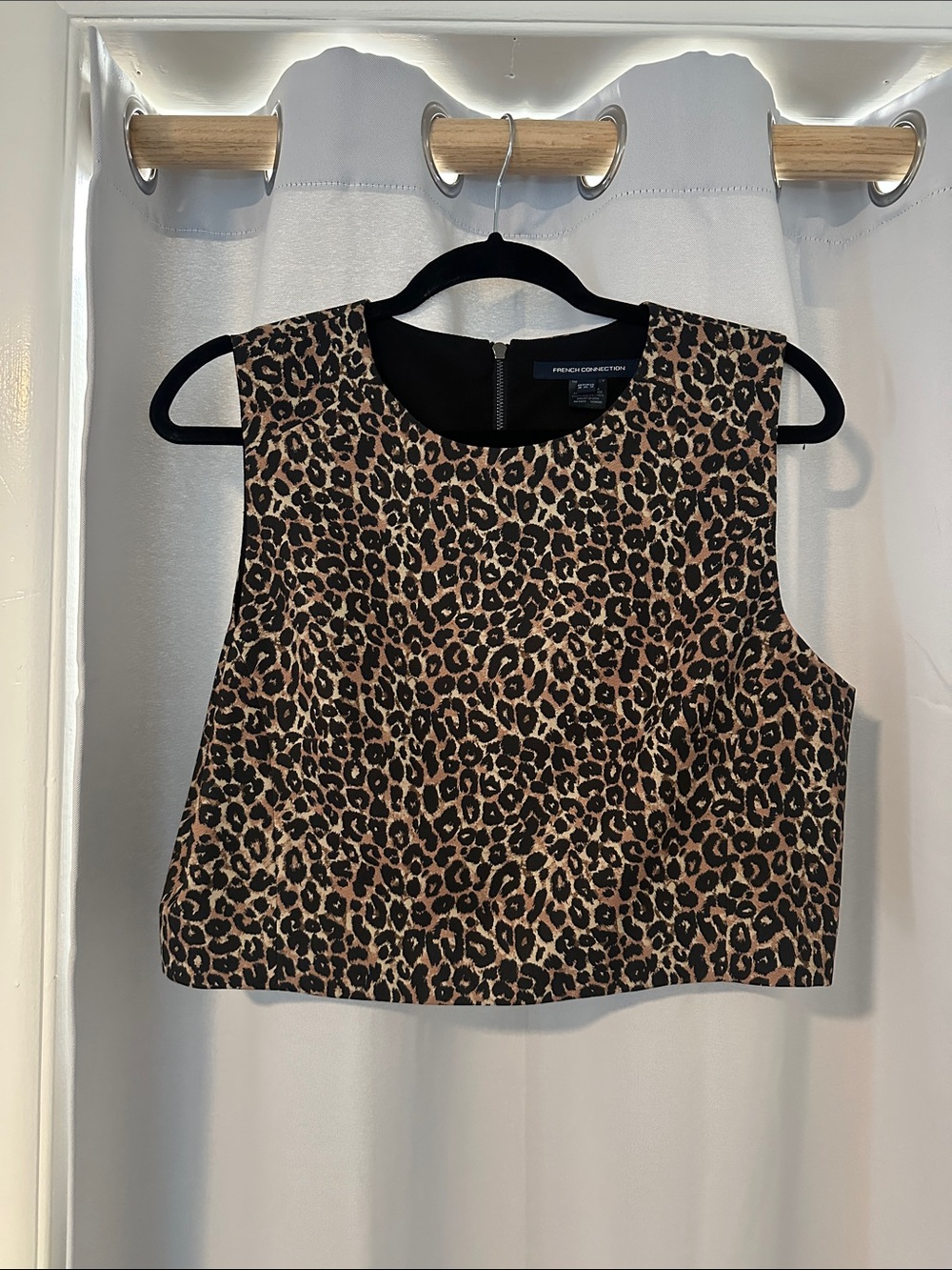 French Connection Leopard Print Crop Top - Brown & Black - Size 12